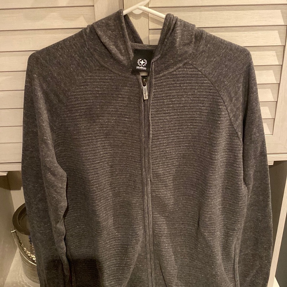 Strellson - grey hooded zip up sweater- Canadian large